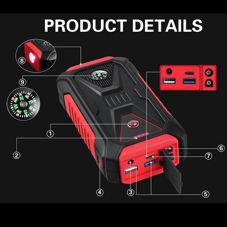 Rozrusznik samochodowy Przenośny 16800 mAh 12 V