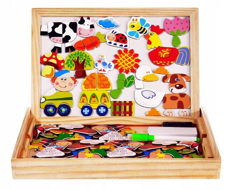 EDUKACYJNA DUŻA WIELOFUNKCYJNA TABLICA MAGNETYCZNA ZOO