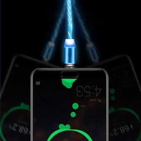 KABEL MAGNETYCZNY 3w1 DO IPHONE USB B C ŚWIECĄCY