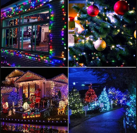 LAMPKI CHOINKOWE 1000 LED MULTIKOLOR Z BIAŁYM FLASHEM 60 M