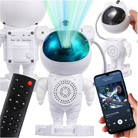 PROJEKTOR GWIAZD NIEBA RZUTNIK LED LAMPKA NOCNA ASTRONAUTA Z GŁOŚNIKIEM