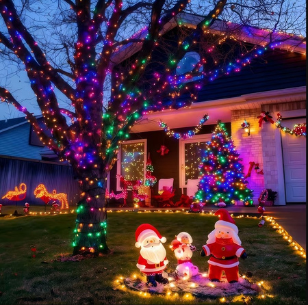 LAMPKI CHOINKOWE 1000 LED MULTIKOLOR Z BIAŁYM FLASHEM 60 M