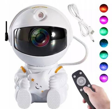 PROJEKTOR GWIAZD NIEBA RZUTNIK LED LAMPKA NOCNA ASTRONAUTA SIEDZĄCY
