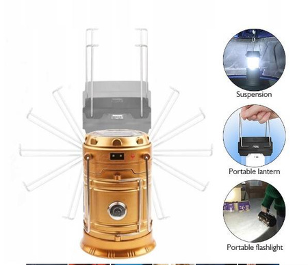 LATARKA KEMPINGOWA LAMPKA SOLARNA 230V POWERBANK