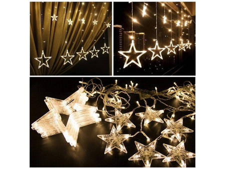 Kurtyna gwiazdki 2,5M lampki BARWA CIEPŁA