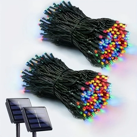 GIRLANDA LAMPKI SOLARNE OGRODOWE RGB 100LED 10M