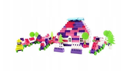 Klocki konstrukcyjne Bączek dla dziewczynek 500 el. różowe fioletowe