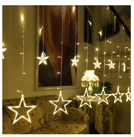 Girlanda LAMPKI kurtyna świetlna z gwiazdkami LED
