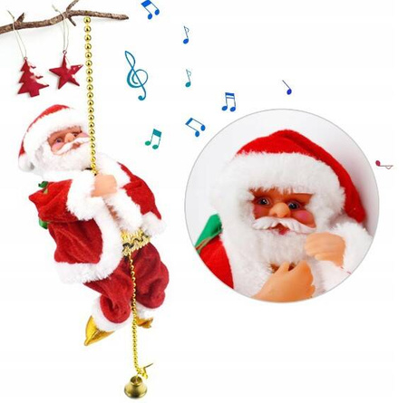 MIKOŁAJ 20CM WSPIN AJĄCY SIĘ PO LINIE 100CM Z MELODYJKA NA ŚWIĘTA HIT