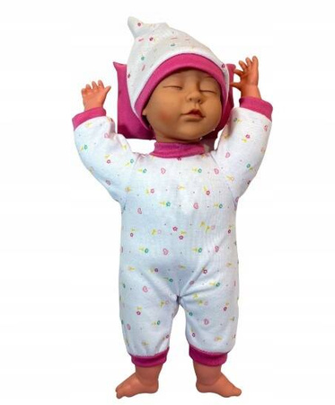 LALKA BOBAS ŚPIĄCY INTERAKTYWNA Z AKCESORIAMI grzechotka poduszka TATA MAMA