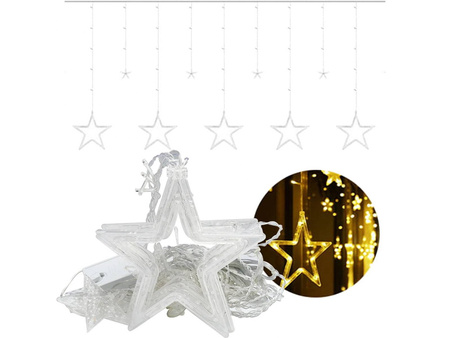 Kurtyna gwiazdki 2,5M lampki BARWA CIEPŁA