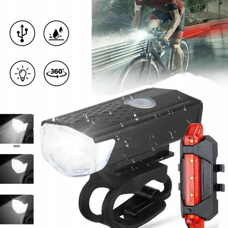 LAMPKA ROWEROWA ŚWIATŁO PRZÓD I TYŁ NA KIEROWNICĘ