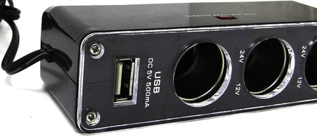 Rozdzielacz gniazda zapalniczki na 3 gniazda+ USB