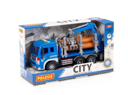 Polesie "City", samochód do przewozu dłużycy inercyjny światło i dźwięk 96050