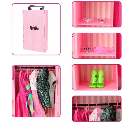 DOMEK DLA LALEK SZAFA LALKA UBRANIA GARDEROBA XXL