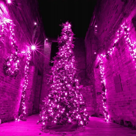 LAMPKI CHOINKOWE 1000 LED RÓŻOWE Z BIAŁYM FLASHEM 60 M