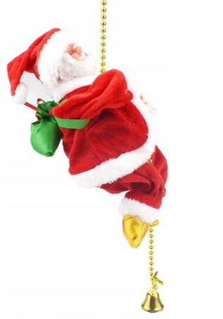 MIKOŁAJ 20CM WSPIN AJĄCY SIĘ PO LINIE 100CM Z MELODYJKA NA ŚWIĘTA HIT