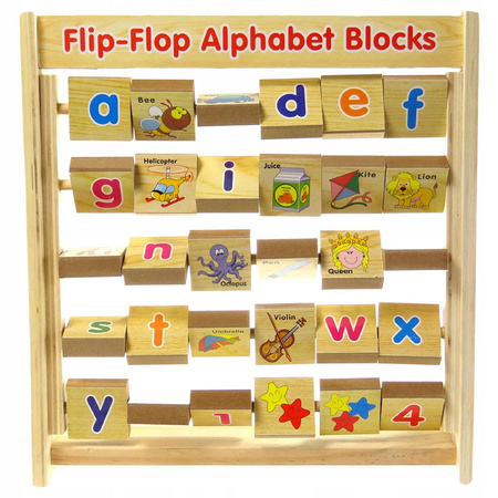 Kostka Edukacyjna drewniana Alfabet liczydło