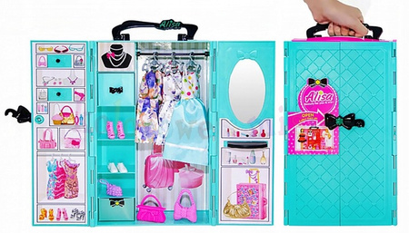 DOMEK DLA LALEK SZAFA LALKA UBRANIA GARDEROBA XXL
