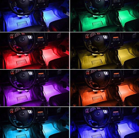 Taśma LED RGB Podświetlenie zewnętrzne i wewnętrzne samochodu pilot