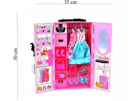 DOMEK DLA LALEK SZAFA LALKA UBRANIA GARDEROBA XXL