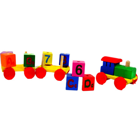PC01 DREWNIANY EDUKACYJNY POCIĄG KOLEJKA + KLOCKI