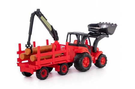 Mistrz traktor z łyżką przyczepą do przewozu Wader