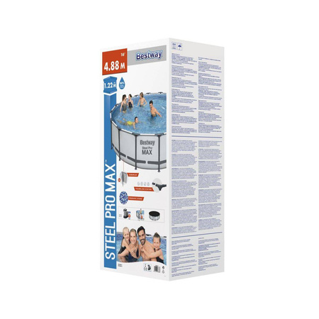 Basen ogrodowy 488 x 122 cm stelażowy STEEL PRO MAX POOL BESTWAY