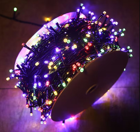 LAMPKI CHOINKOWE 1000 LED MULTIKOLOR Z BIAŁYM FLASHEM 60 M