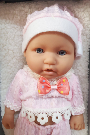 LALKA BOBAS CHŁOPIEC LALECZKA GUMOWA BABY KOCYK PREZENT