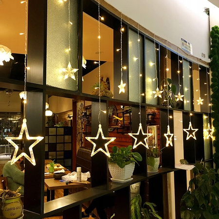 Girlanda LAMPKI kurtyna świetlna z gwiazdkami LED