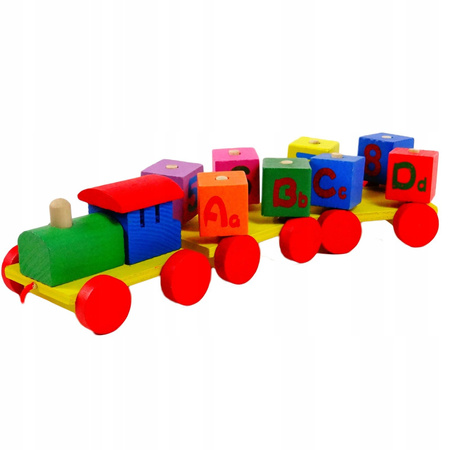 PC01 DREWNIANY EDUKACYJNY POCIĄG KOLEJKA + KLOCKI