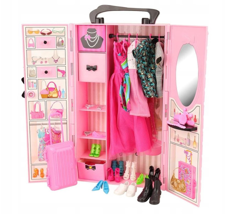 DOMEK DLA LALEK SZAFA LALKA UBRANIA GARDEROBA XXL