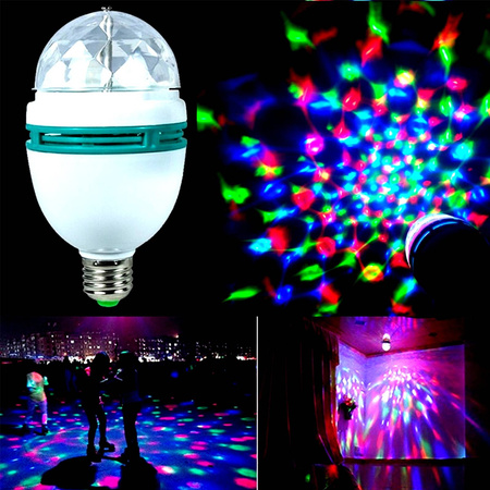 ŻARÓWKA DISCO OBROTOWA LED PROJEKTOR LASER