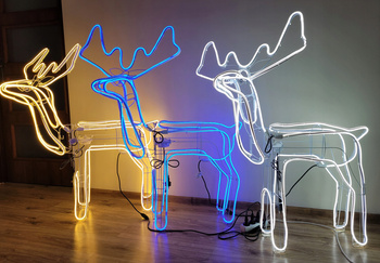 DUŻY RENIFER  Z RUCHOMĄ GŁOWĄ ŚWIECĄCY ŚWIĄTECZNY LED NEON WĄŻ KOLOR DO WYBORU