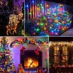 GIRLANDA LAMPKI SOLARNE OGRODOWE RGB 100LED 10M