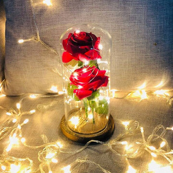 WIECZNA RÓŻA W SZKLE ŚWIECĄCA PUDEŁKO PREZENTOWE